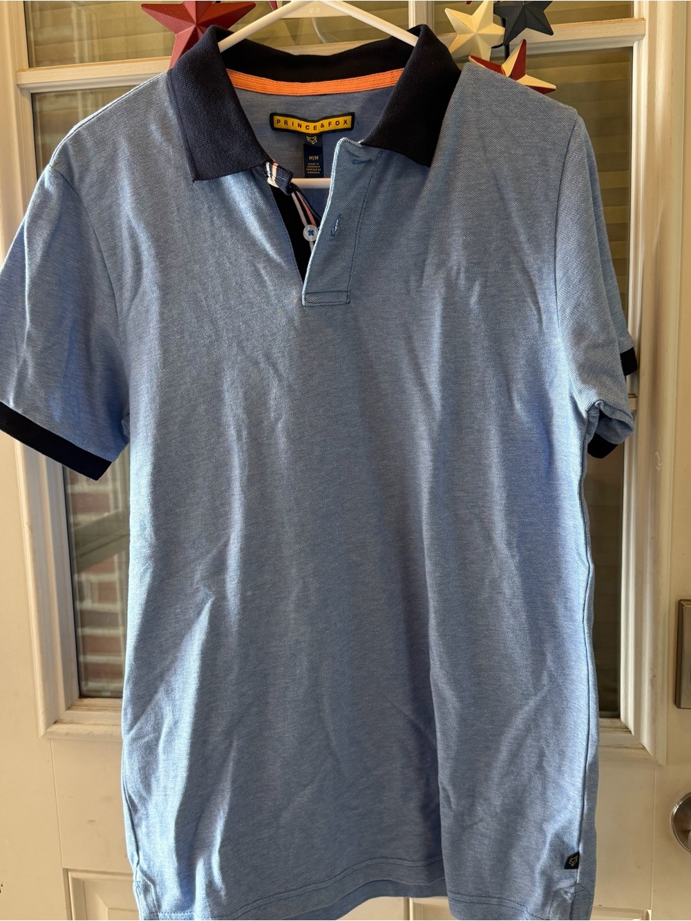 Prince & Fox Light Blue Polo with Navy Collar and Cuff
